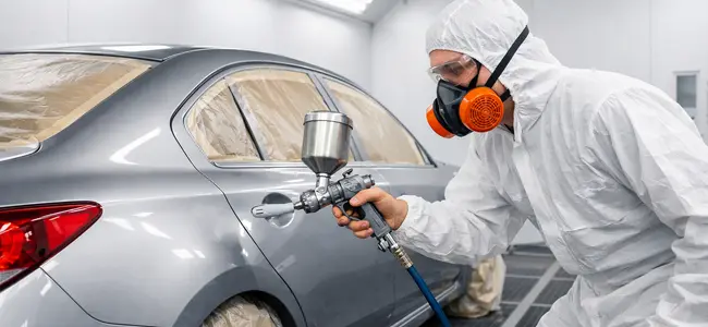 Покраска автомобиля в профессиональной покрасочной камере автосервиса