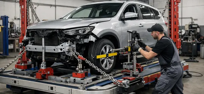 Восстановление геометрии кузова автомобиля на стапельном оборудовании 